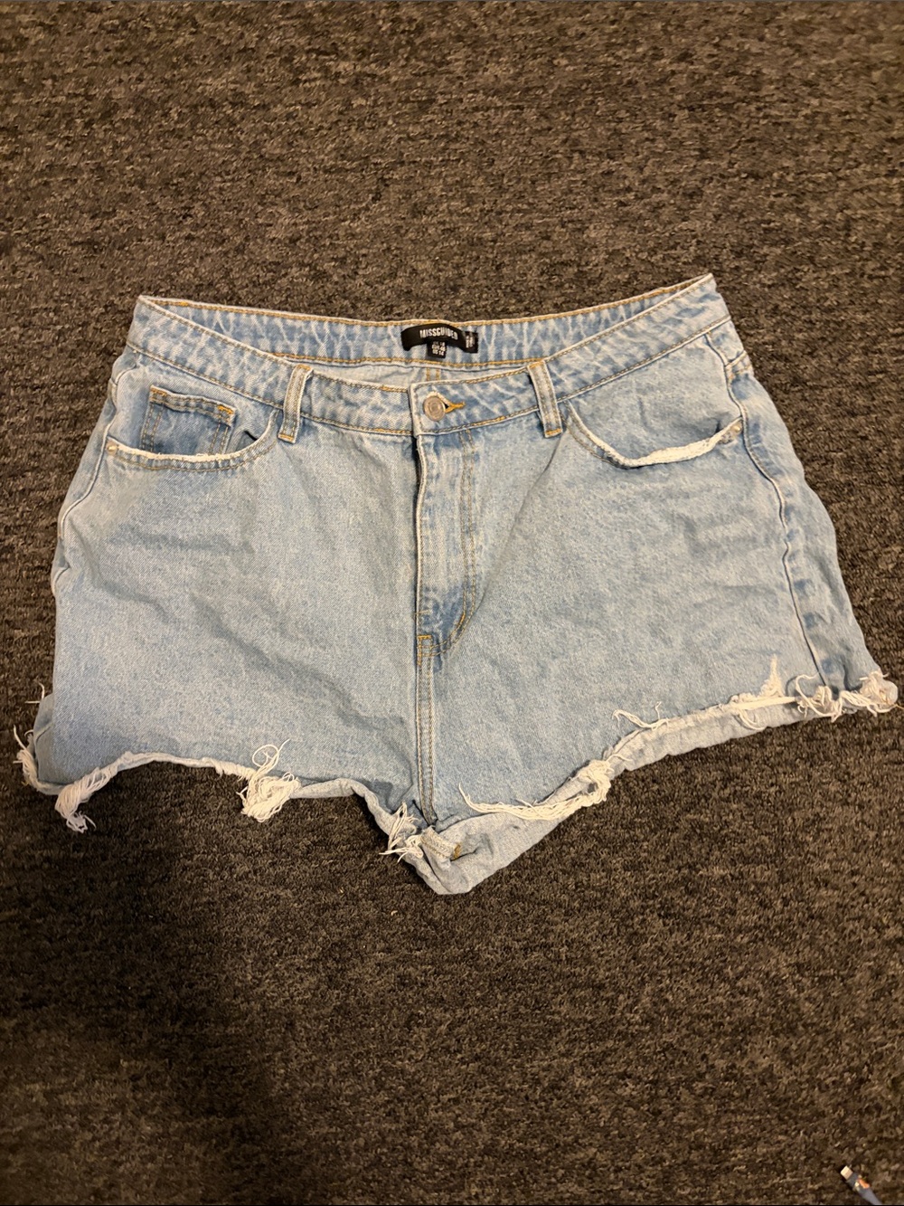 Missguided Light Blue Distressed Denim Cutoff Shorts